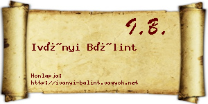 Iványi Bálint névjegykártya