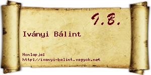 Iványi Bálint névjegykártya